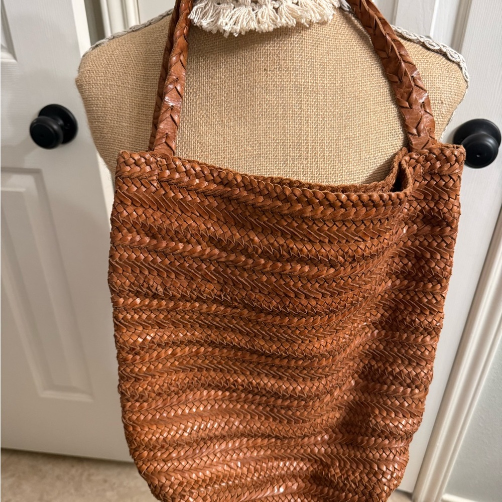 Braided Tan Tote Bag